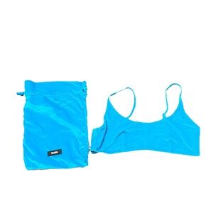 TRIANGL Blue Velvet Bikini Top Scoop Neck Unpadded Size XL with carrying bag